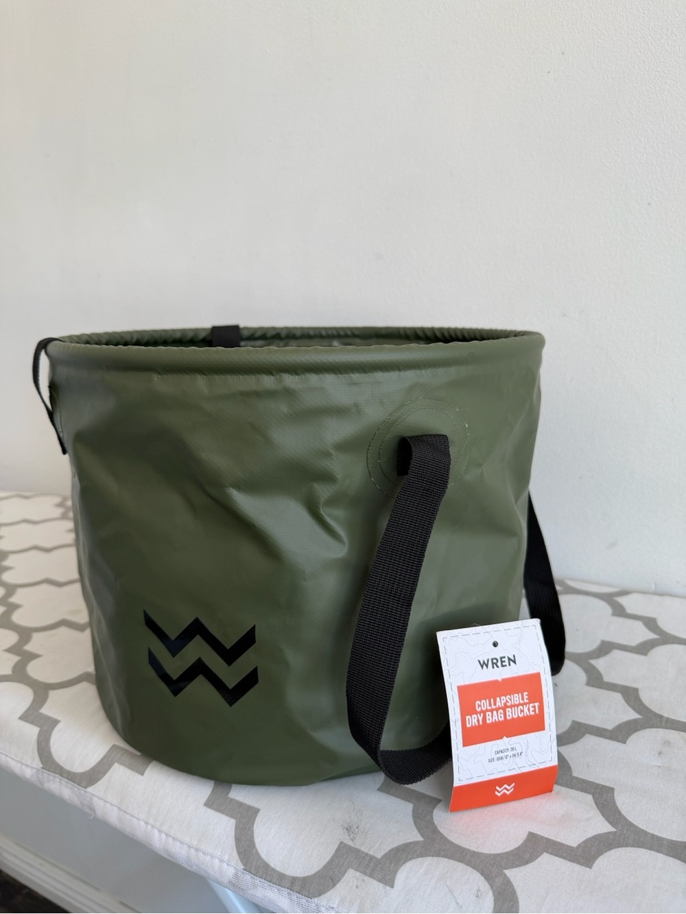 Wren Olive Green Collapsible Dry Bag Bucket with Black Handles